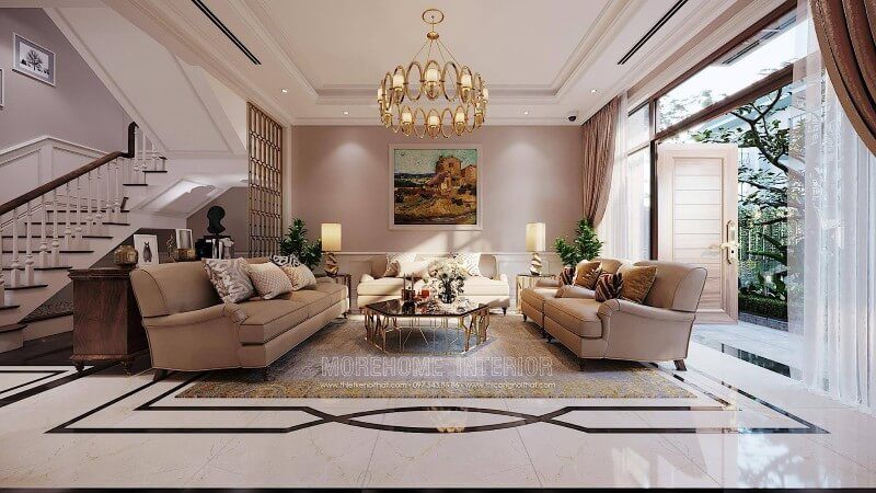 Dự án thiết kế nội thất biệt thự cao cấp tại Ciputra Tây Hồ Hà Nội mang nét phong cách tân cổ điển sang trọng.